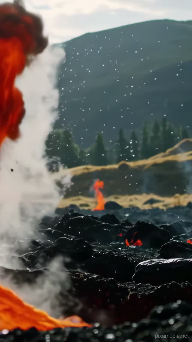Steam Rises from Drowned Flames - Fire & Water AI stock